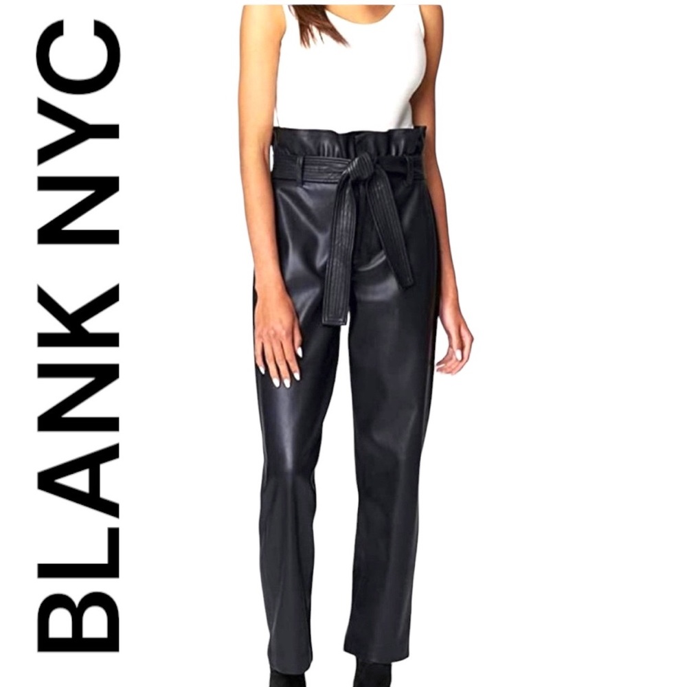 BLANK NYC NEW WITH TAGS VEGAN BLACK LEATHER PAPER BAG HIGH WAIST PANTS SIZE 30
